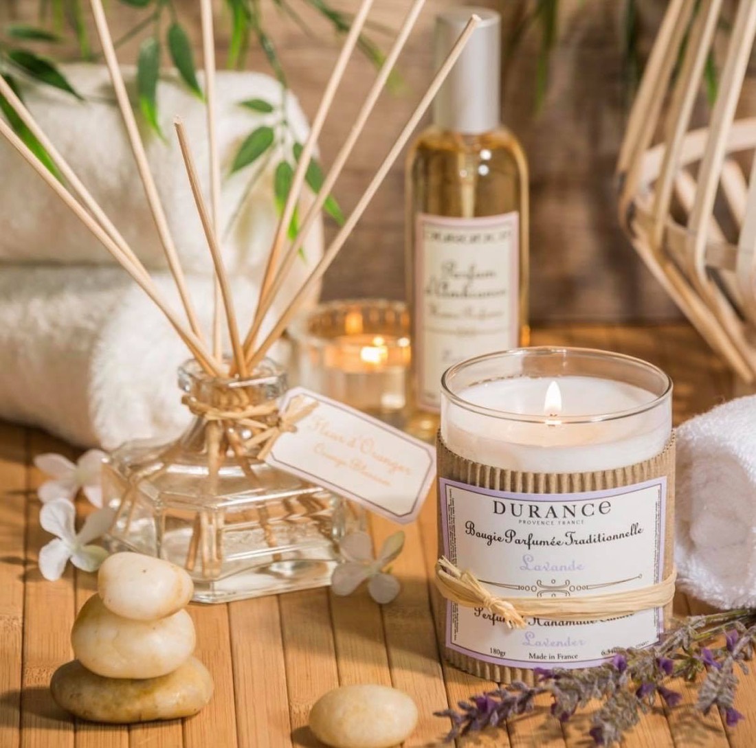Bougies et parfums d'ambiance Durance, en vente à la boutique du Cocooning Institut